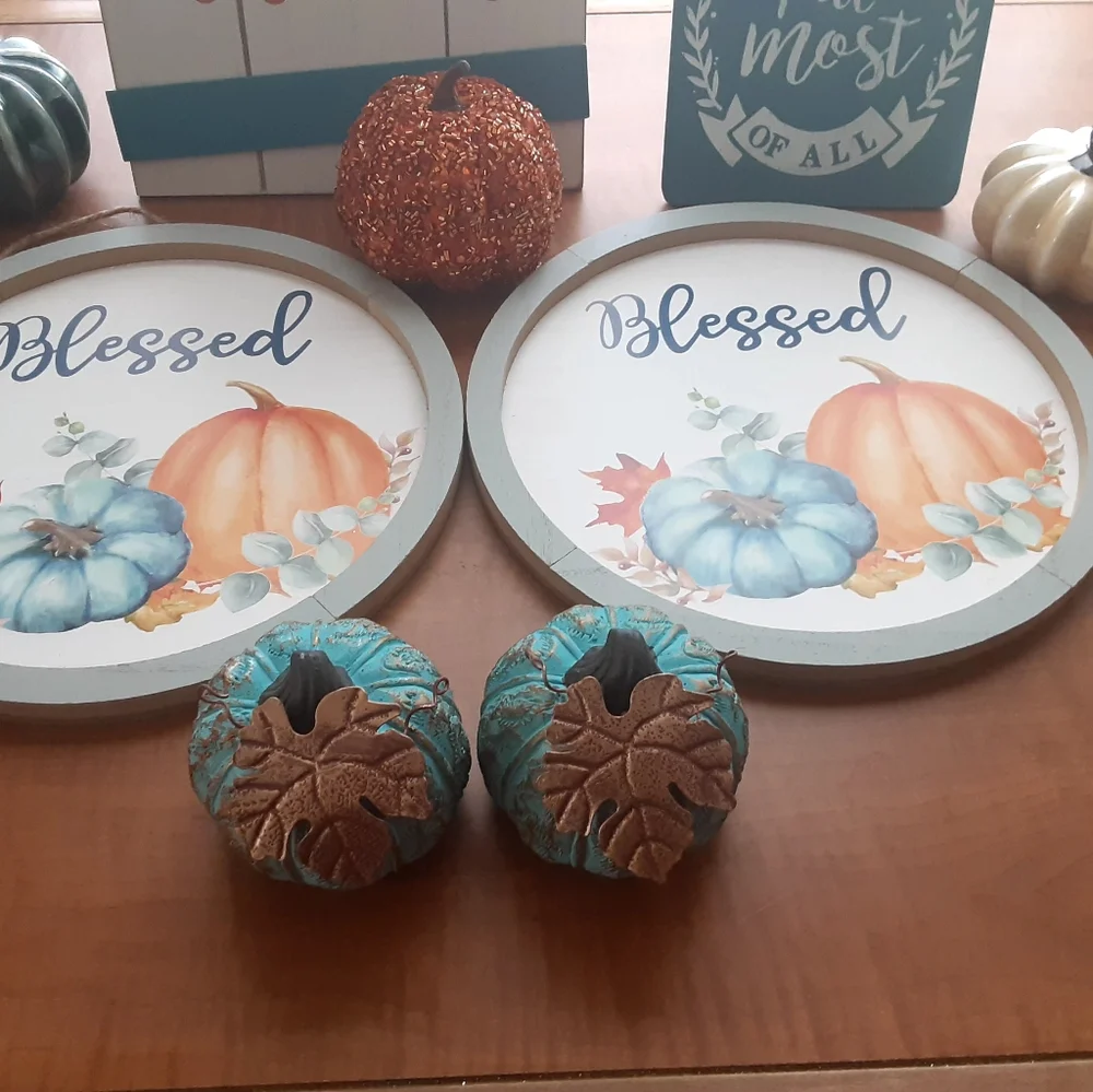 Fall Decor Turquoise 9 Piece Bundle